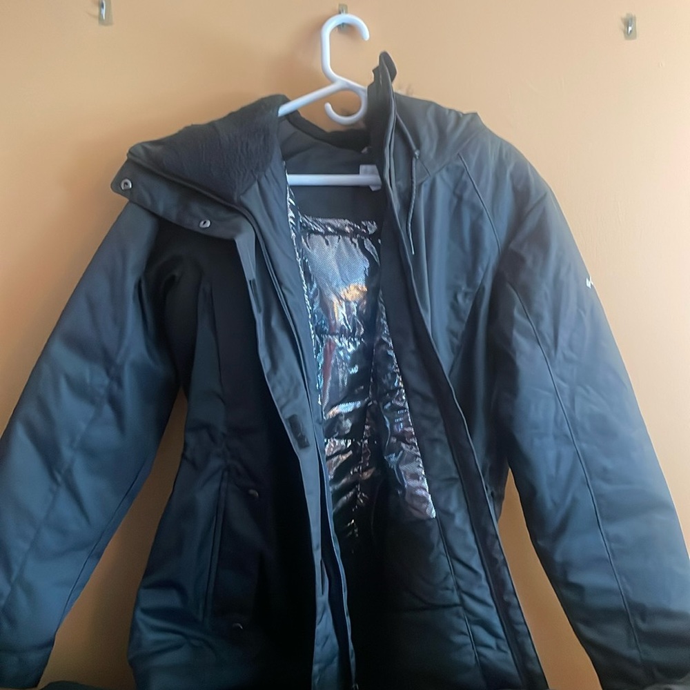 Black winter jacket with faux fur